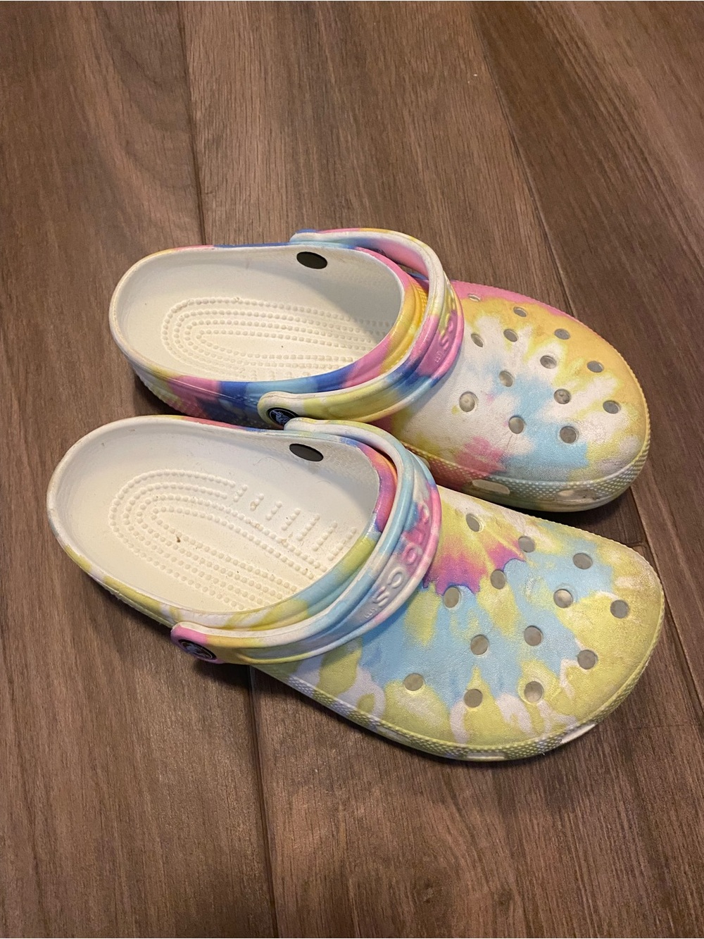 Women’s Tie-Dye Crocs - Pastel Yellow, Blue w& Pink
